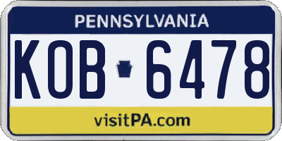 PA license plate KOB6478