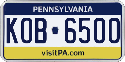 PA license plate KOB6500