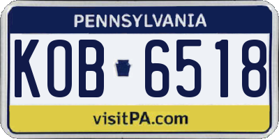 PA license plate KOB6518