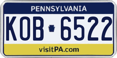 PA license plate KOB6522