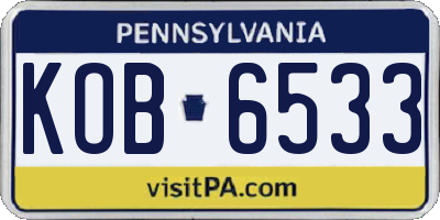 PA license plate KOB6533