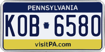 PA license plate KOB6580