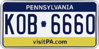 PA license plate KOB6660