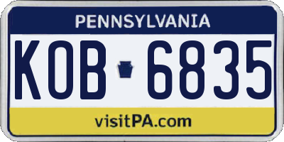 PA license plate KOB6835
