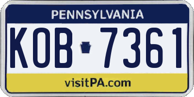PA license plate KOB7361