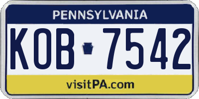 PA license plate KOB7542