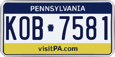 PA license plate KOB7581