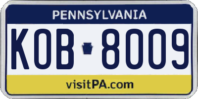 PA license plate KOB8009