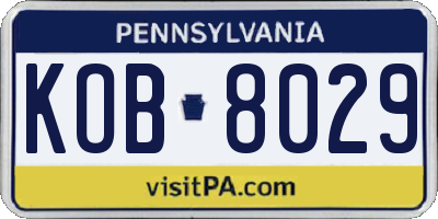 PA license plate KOB8029
