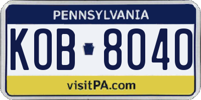 PA license plate KOB8040