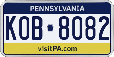 PA license plate KOB8082