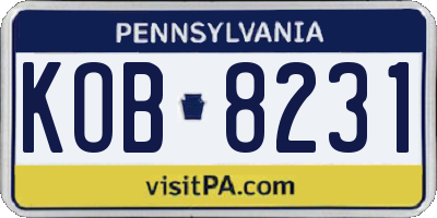 PA license plate KOB8231