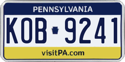 PA license plate KOB9241