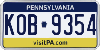 PA license plate KOB9354