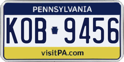 PA license plate KOB9456