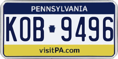 PA license plate KOB9496