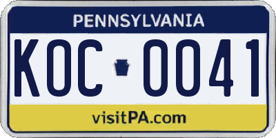 PA license plate KOC0041