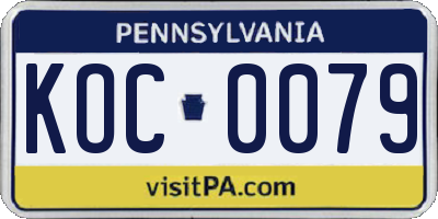 PA license plate KOC0079