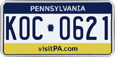 PA license plate KOC0621