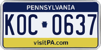 PA license plate KOC0637