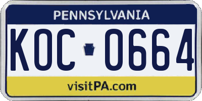 PA license plate KOC0664
