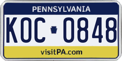PA license plate KOC0848
