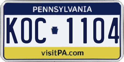PA license plate KOC1104