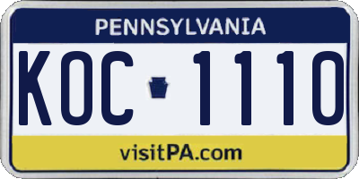PA license plate KOC1110