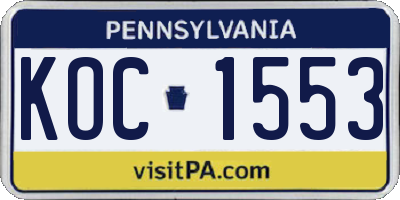 PA license plate KOC1553