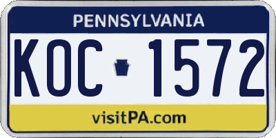PA license plate KOC1572