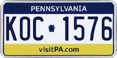 PA license plate KOC1576