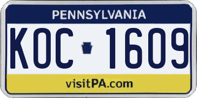 PA license plate KOC1609