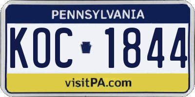 PA license plate KOC1844