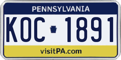 PA license plate KOC1891