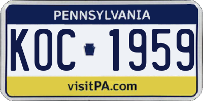 PA license plate KOC1959