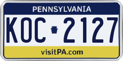 PA license plate KOC2127