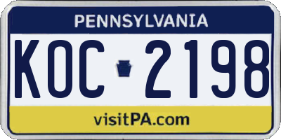 PA license plate KOC2198