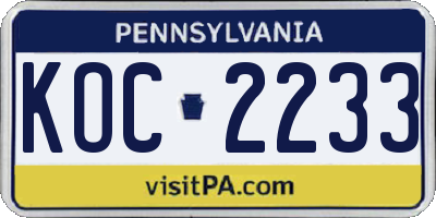 PA license plate KOC2233