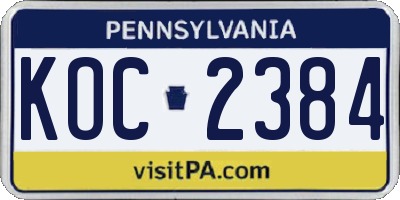 PA license plate KOC2384