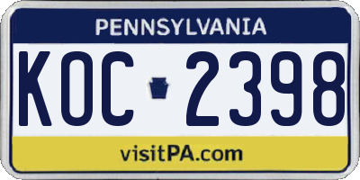 PA license plate KOC2398