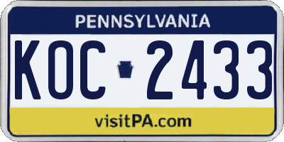 PA license plate KOC2433