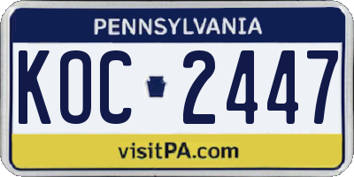 PA license plate KOC2447