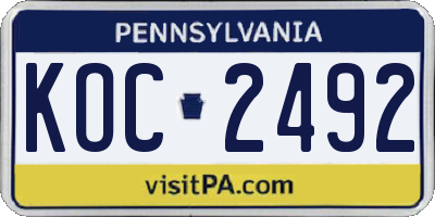 PA license plate KOC2492