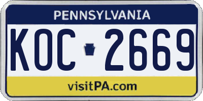 PA license plate KOC2669