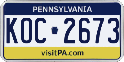 PA license plate KOC2673