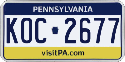 PA license plate KOC2677