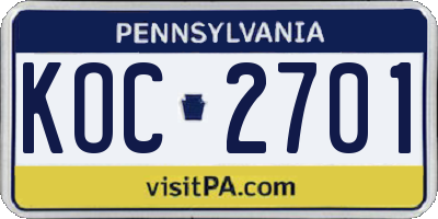 PA license plate KOC2701