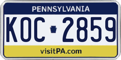 PA license plate KOC2859