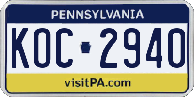 PA license plate KOC2940