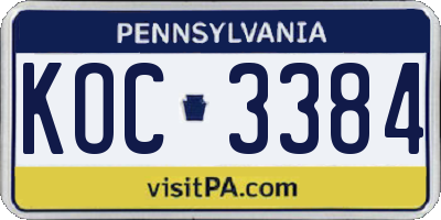 PA license plate KOC3384